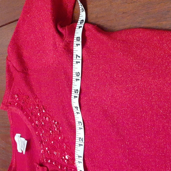 Jaclyn Smith red sparkly cardigan sweater - Picture 10 of 12